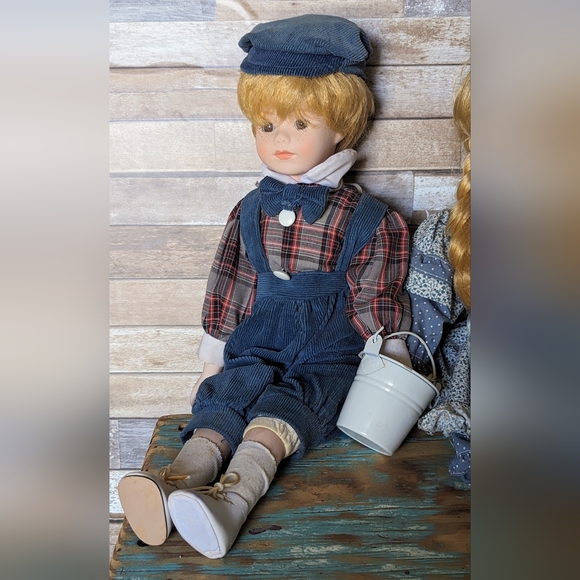 Vintage Jack & Jill Porcelain Dolls With Bucket - Picture 3 of 14